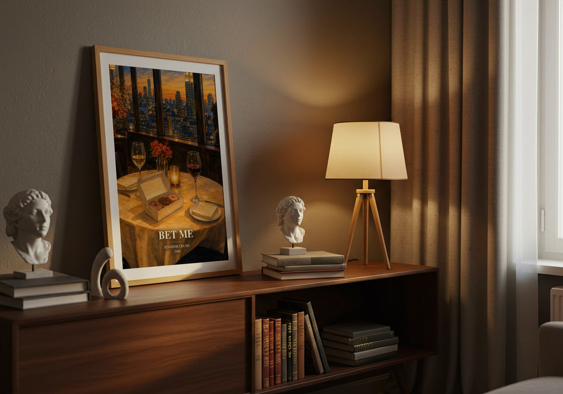 Bet me watercolour print on bookshelf – Jennifer Crusie fan gift