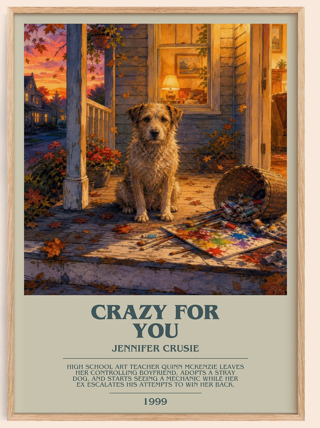 Crazy for You bookish book poster by Jennifer Crusie – framed literary art print