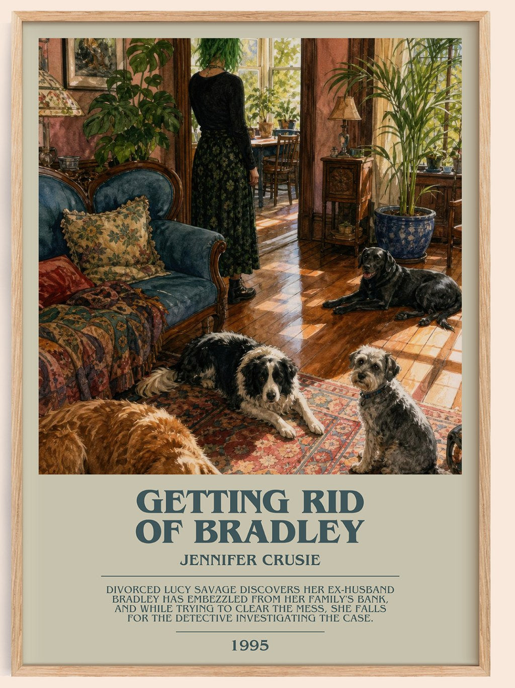 Getting rid of Bradley bookish book poster by Jennifer Crusie – framed literary art print