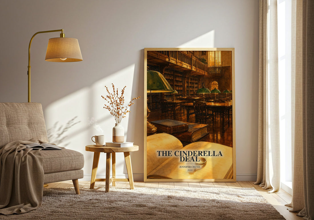 The Cinderella Deal watercolour print in frame leaning in hallway – romance wall art