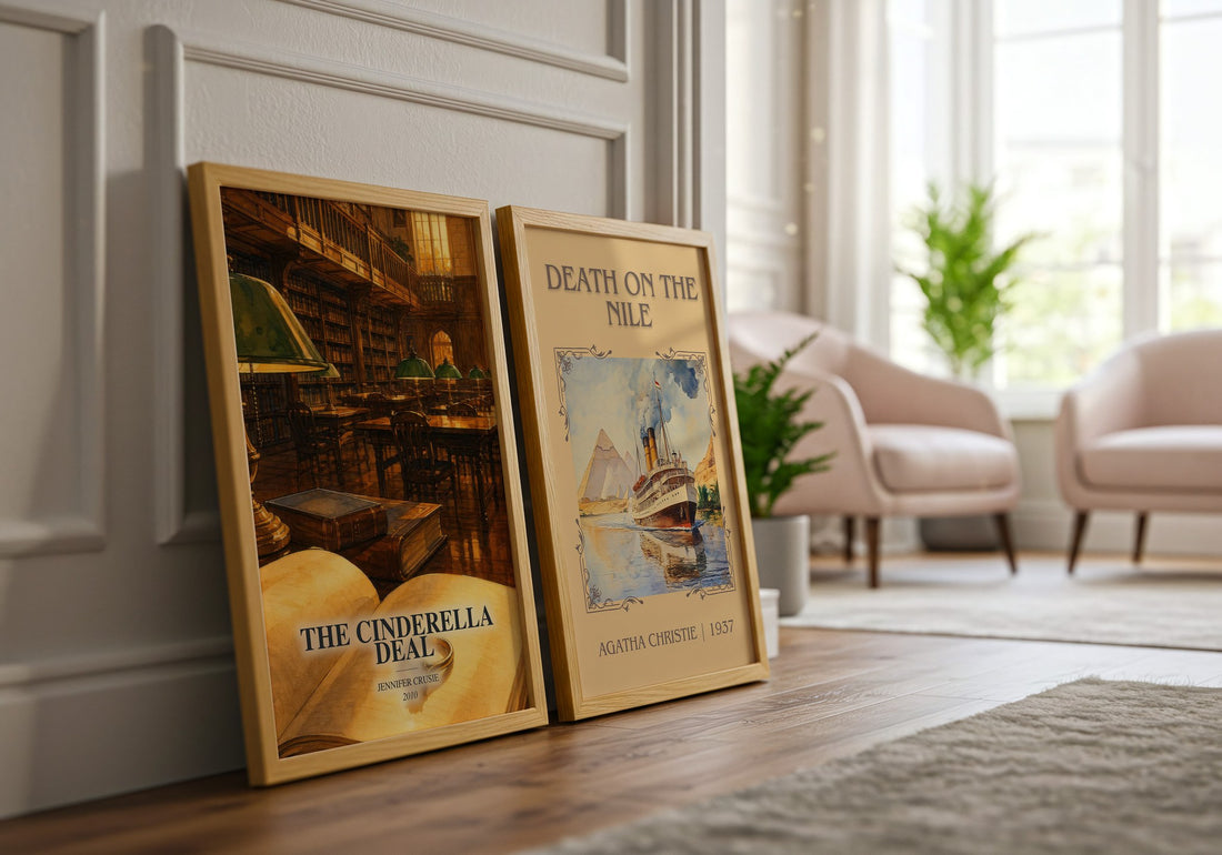 The Cinderella Deal watercolour print framed by window – literary home decor