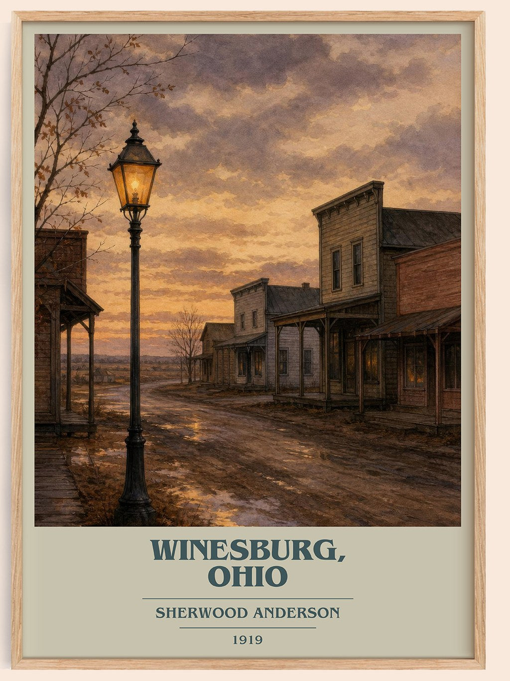 Winesburg, Ohio book cover book poster by Sherwood Anderson – framed literary art print