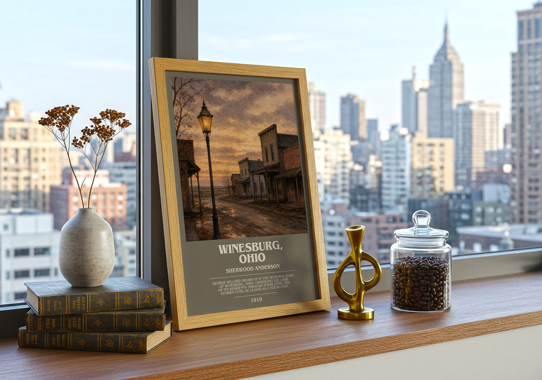 Winesburg, Ohio bookish print framed by window – literary home decor