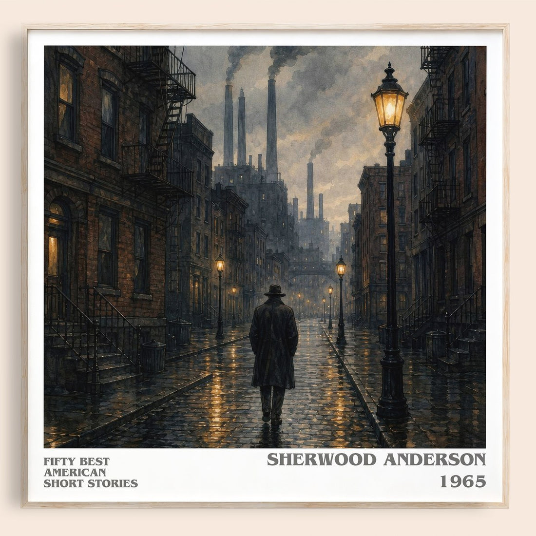 Fifty Best American Short Stories literary book poster by Sherwood Anderson – framed literary art print