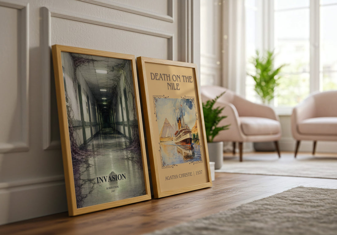Invasion watercolour print framed by window – literary home decor
