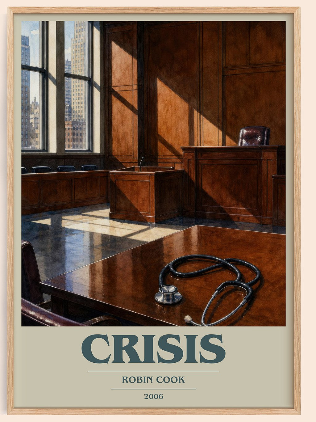 Crisis book cover book poster by Robin Cook – framed literary art print