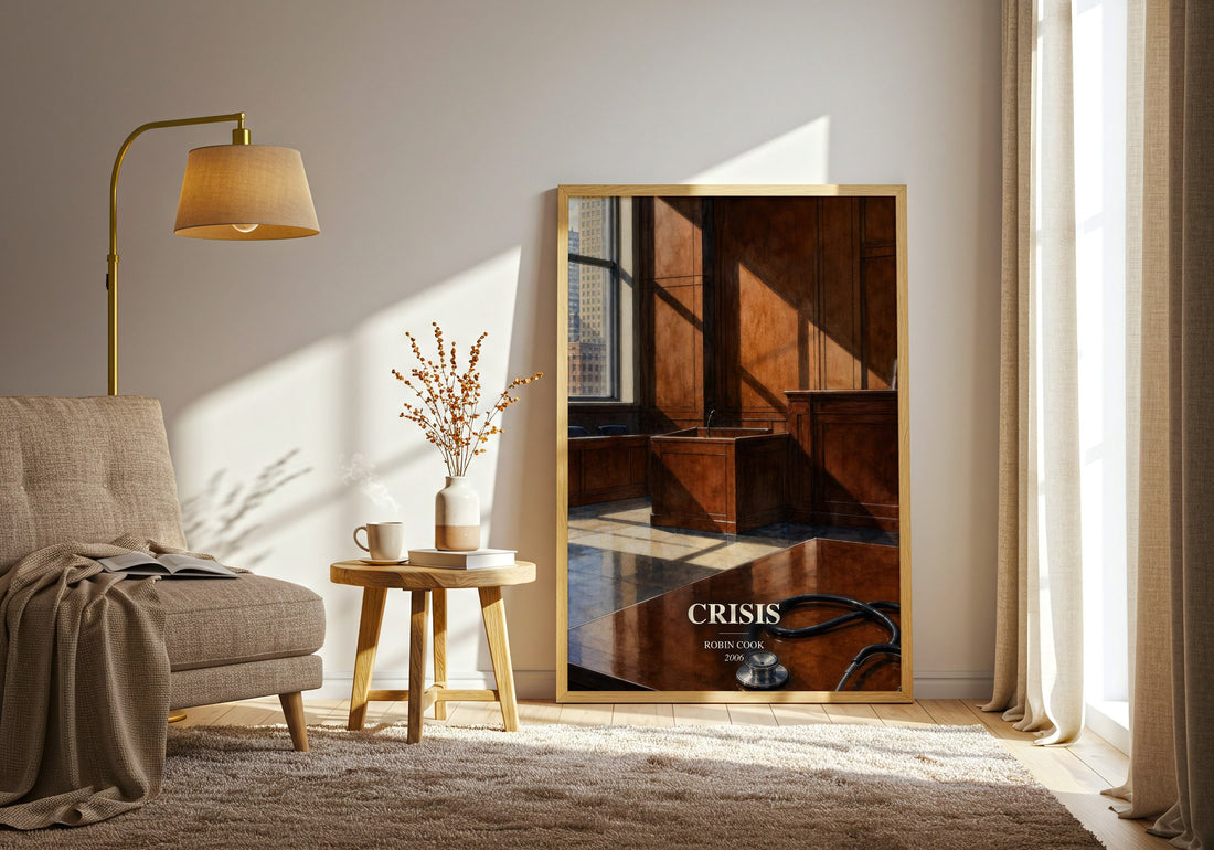 Crisis watercolour print in frame leaning in hallway – thriller wall art