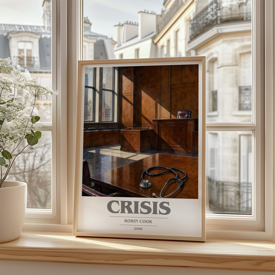 Crisis book cover poster colour and style options – Robin Cook book art