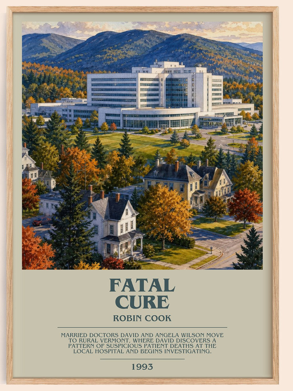 Fatal Cure bookish book poster by Robin Cook – framed literary art print