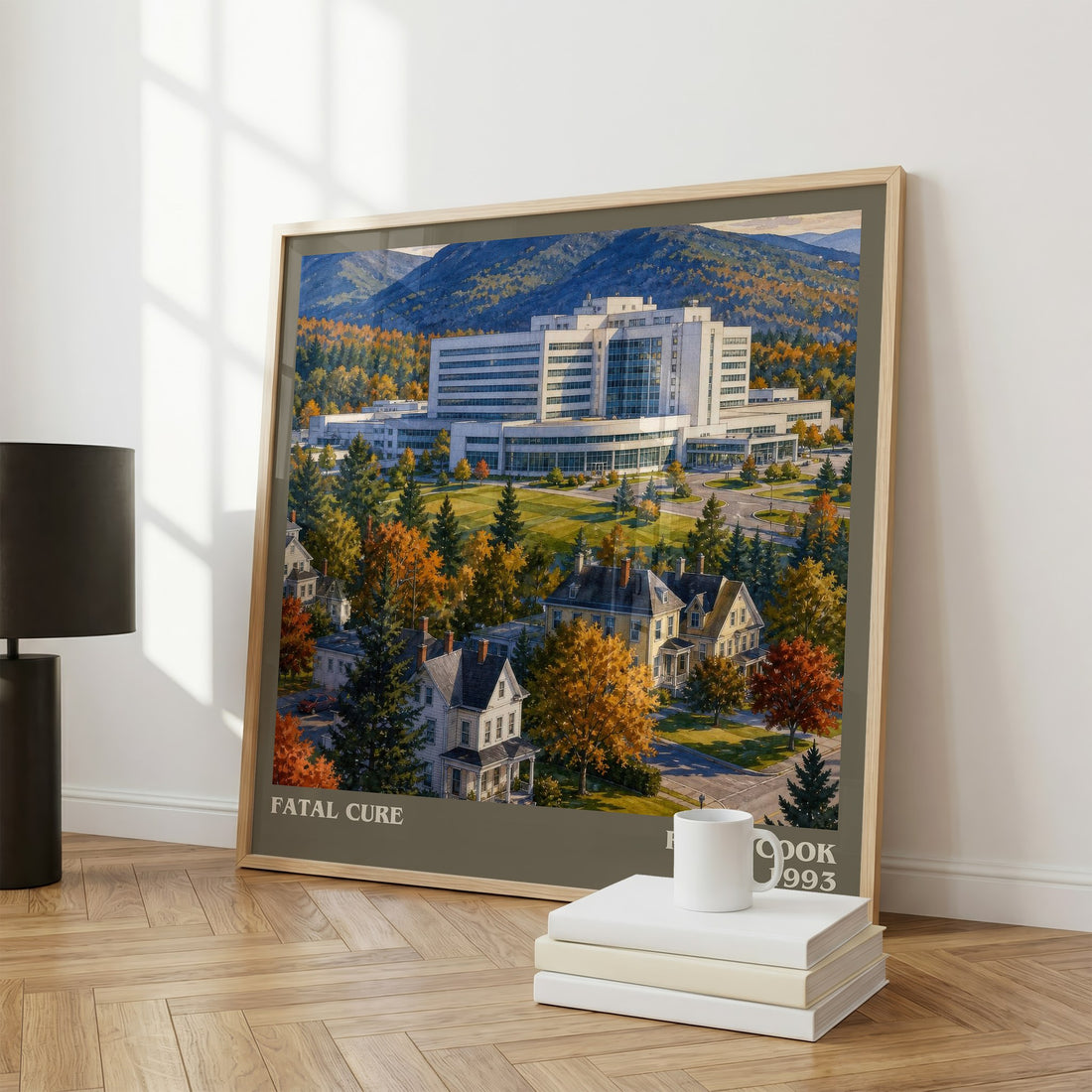 Fatal Cure literary print framed by window – literary home decor