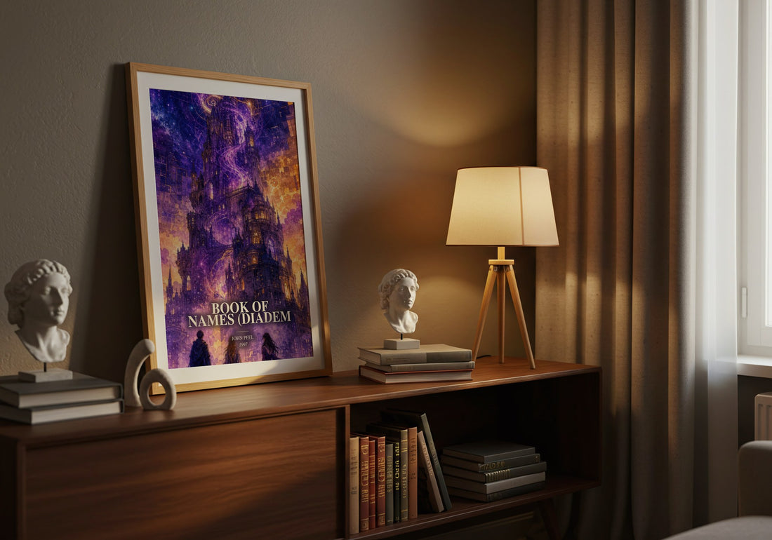 Book of Names (Diadem watercolour print on bookshelf – John Peel fan gift