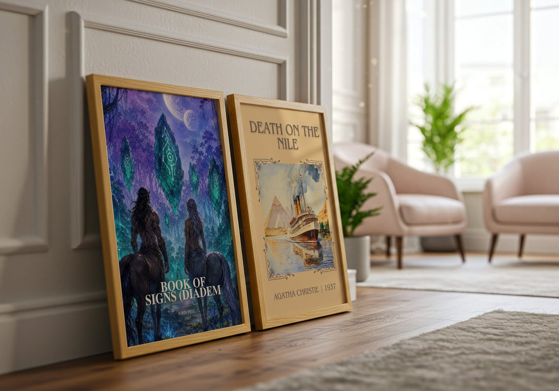 Book of Signs (Diadem watercolour print framed by window – literary home decor