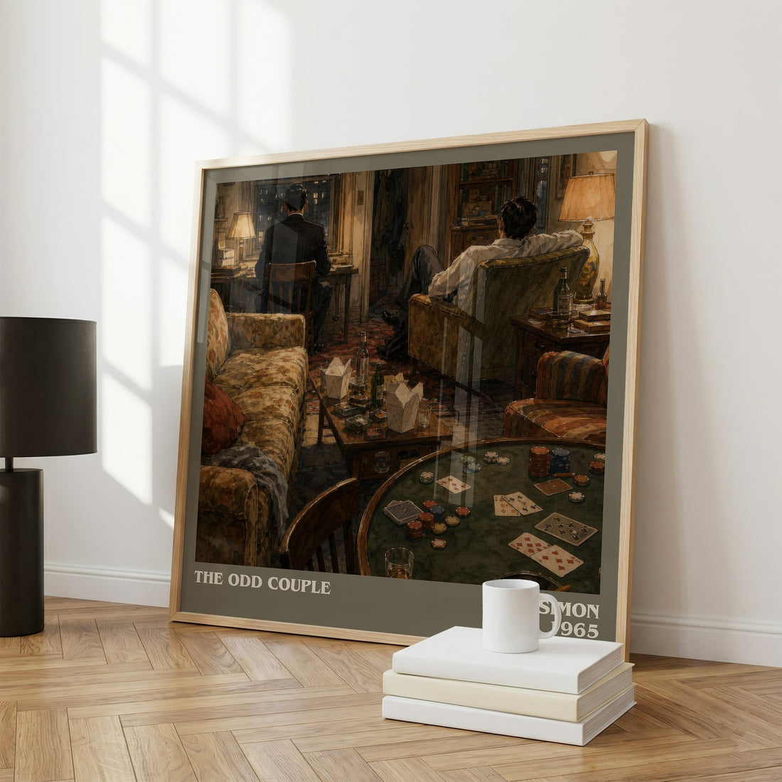 The odd couple literary print framed by window – literary home decor