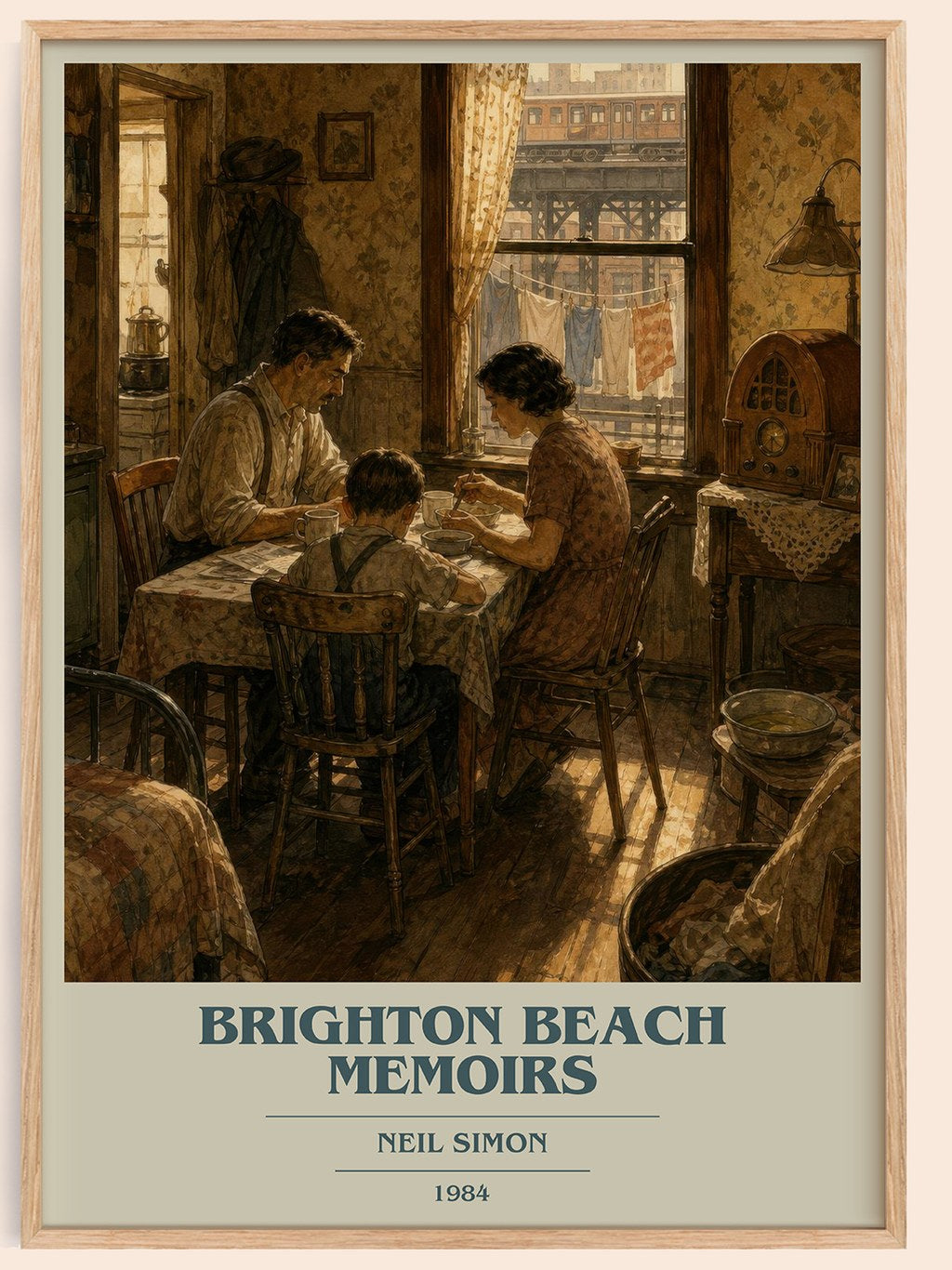 Brighton Beach memoirs book cover book poster by Neil Simon – framed literary art print