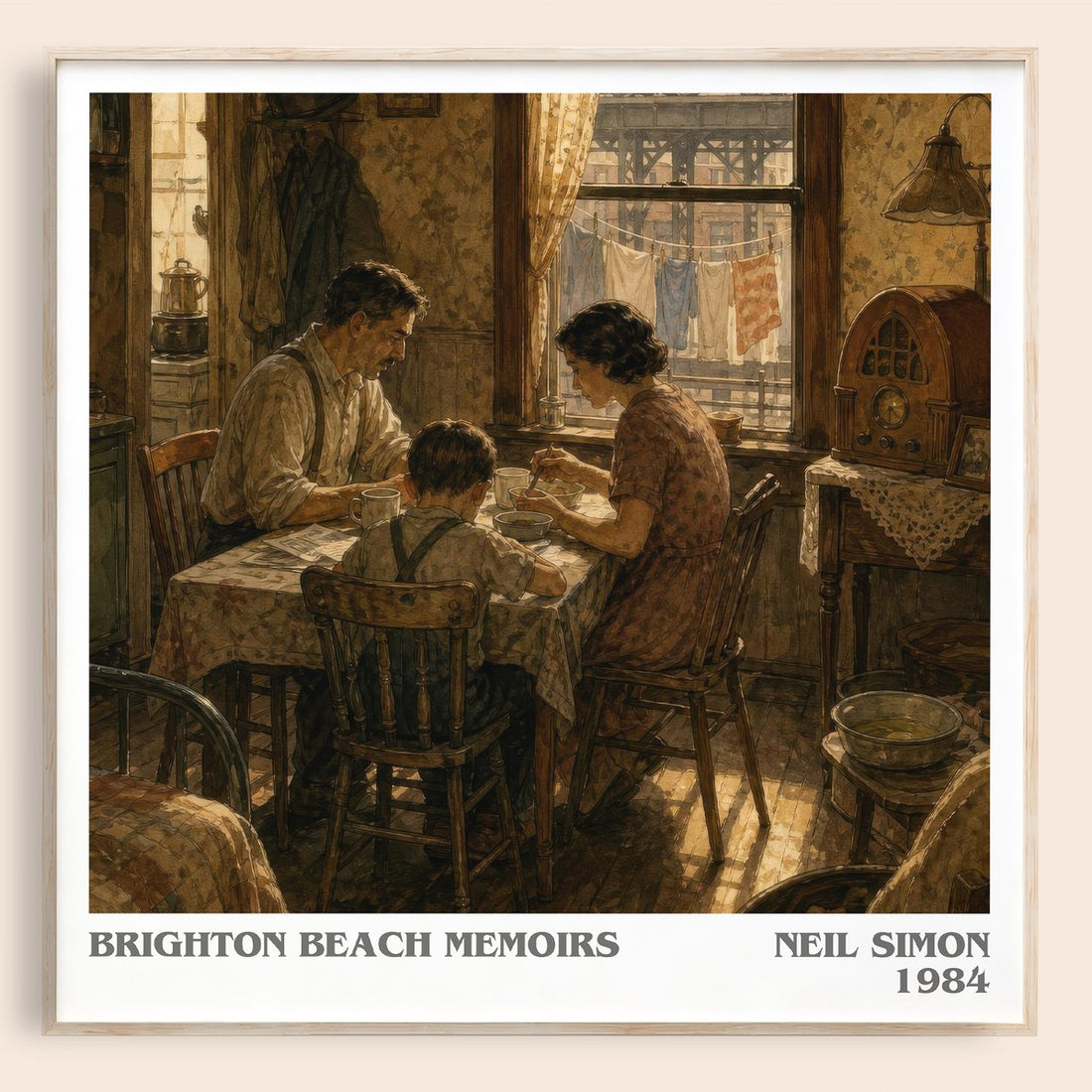 Brighton Beach memoirs literary book poster by Neil Simon – framed literary art print