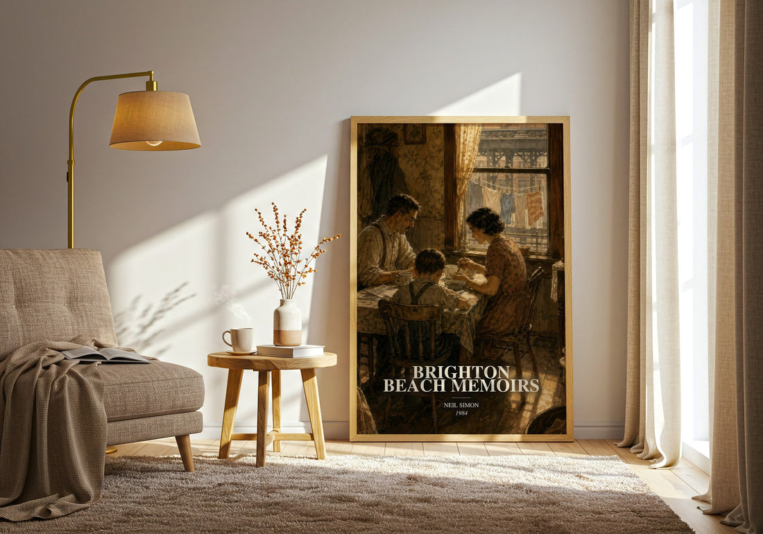 Brighton Beach memoirs watercolour print in frame leaning in hallway – coming of age wall art