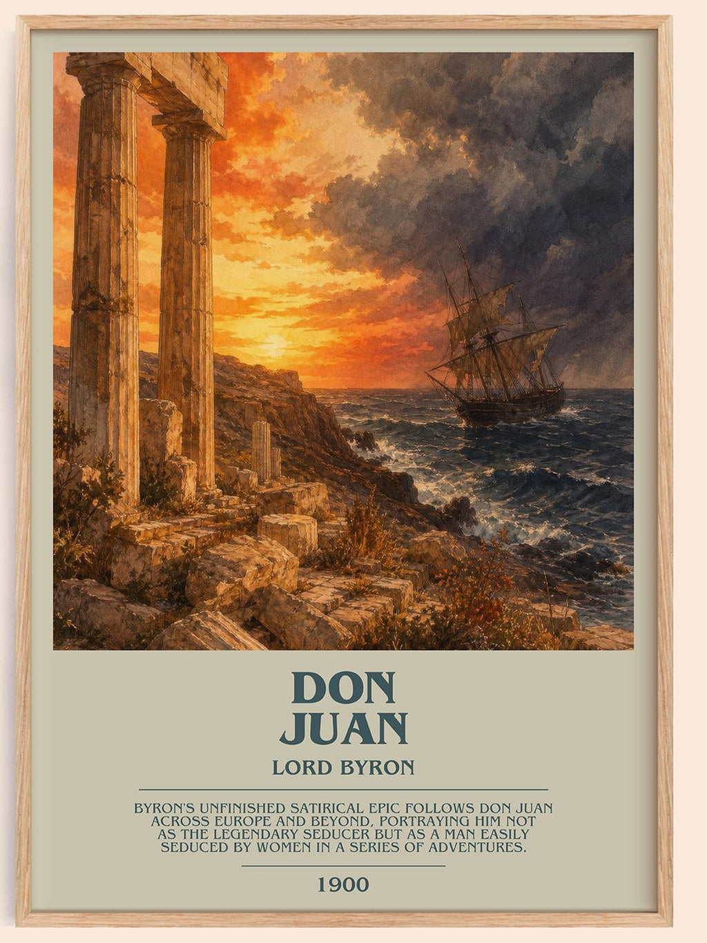 Don Juan Bookish Wall Art by Lord Byron – framed poster