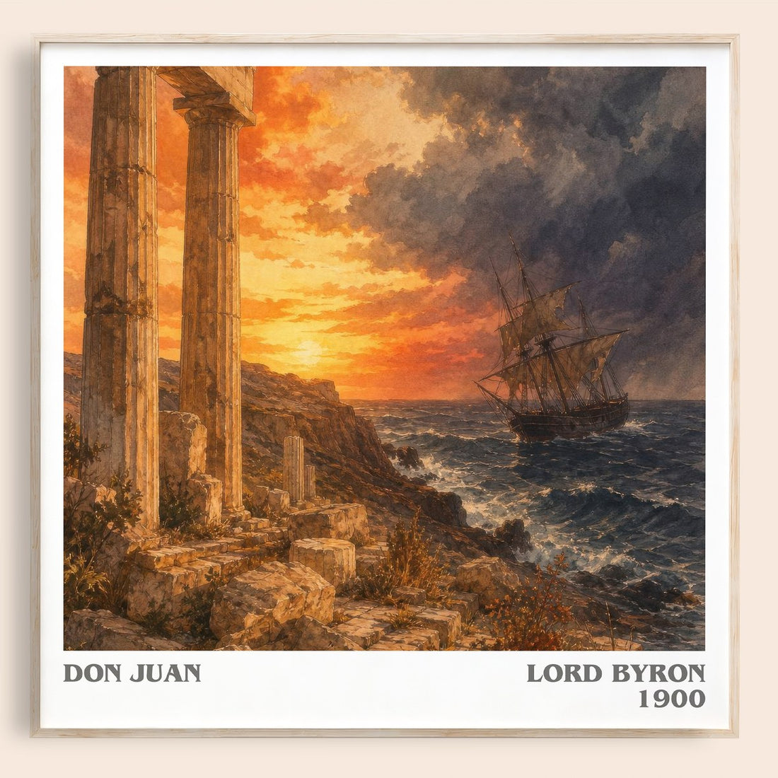 Don Juan literary book poster by Lord Byron – framed literary art print