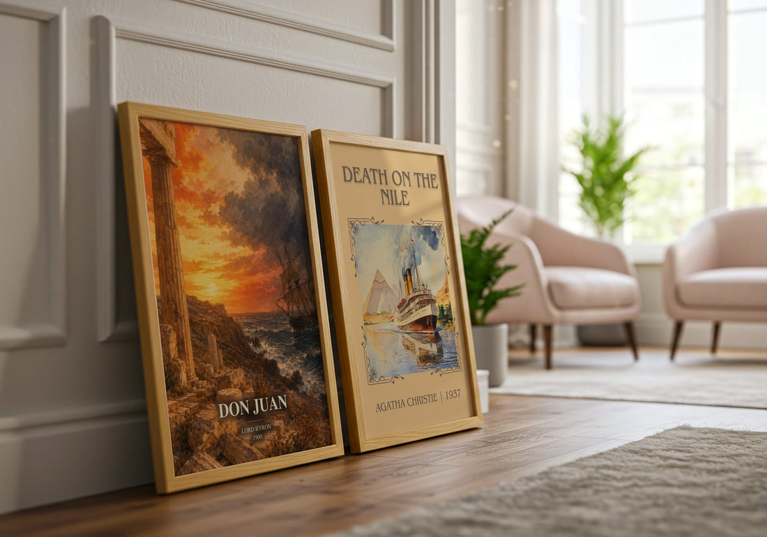 Don Juan watercolour print framed by window – literary home decor