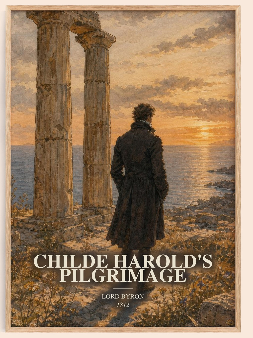 Childe Harold's pilgrimage watercolour book poster by Lord Byron – framed literary art print