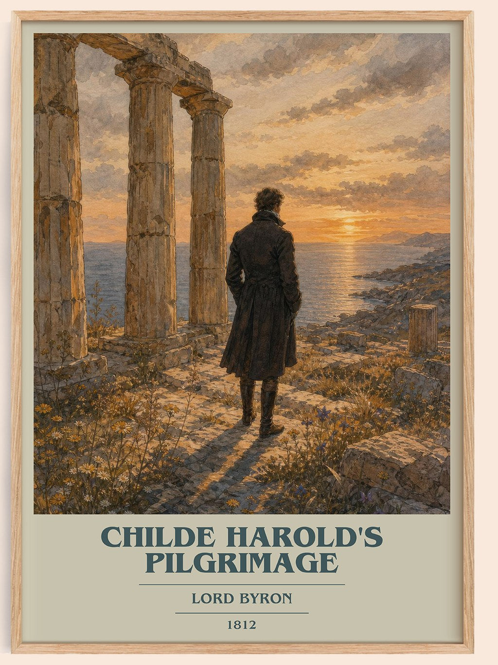 Childe Harold's pilgrimage book cover book poster by Lord Byron – framed literary art print