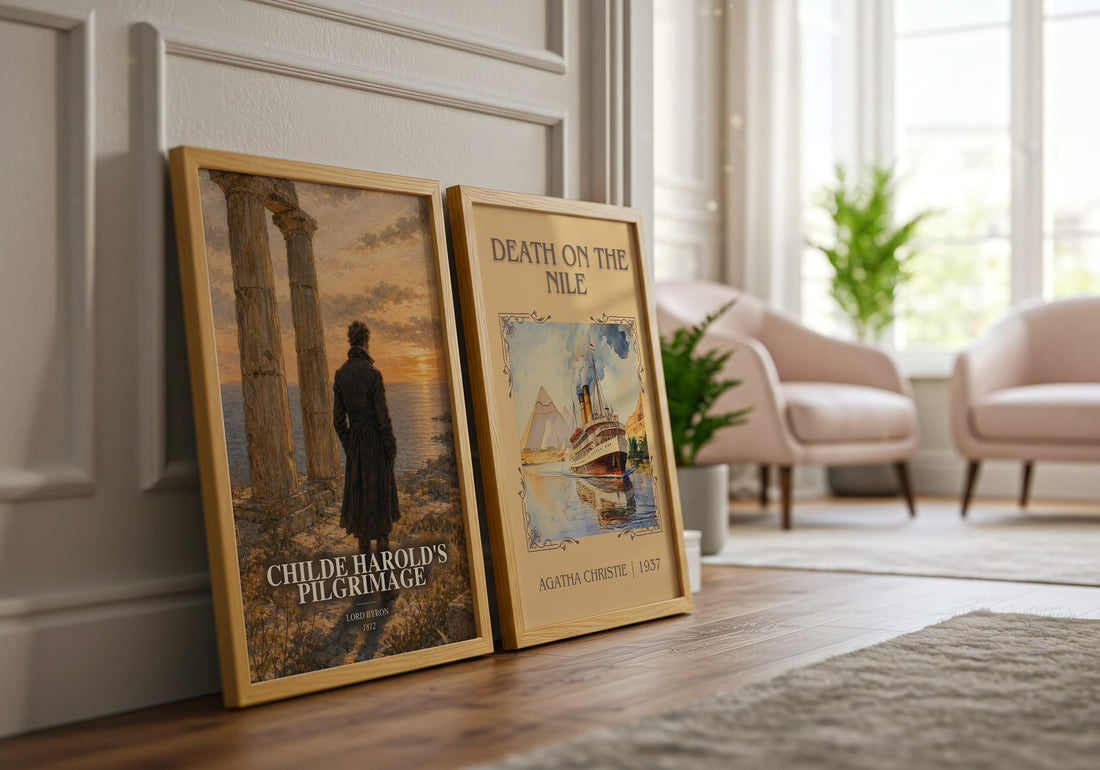 Childe Harold's pilgrimage watercolour print framed by window – literary home decor