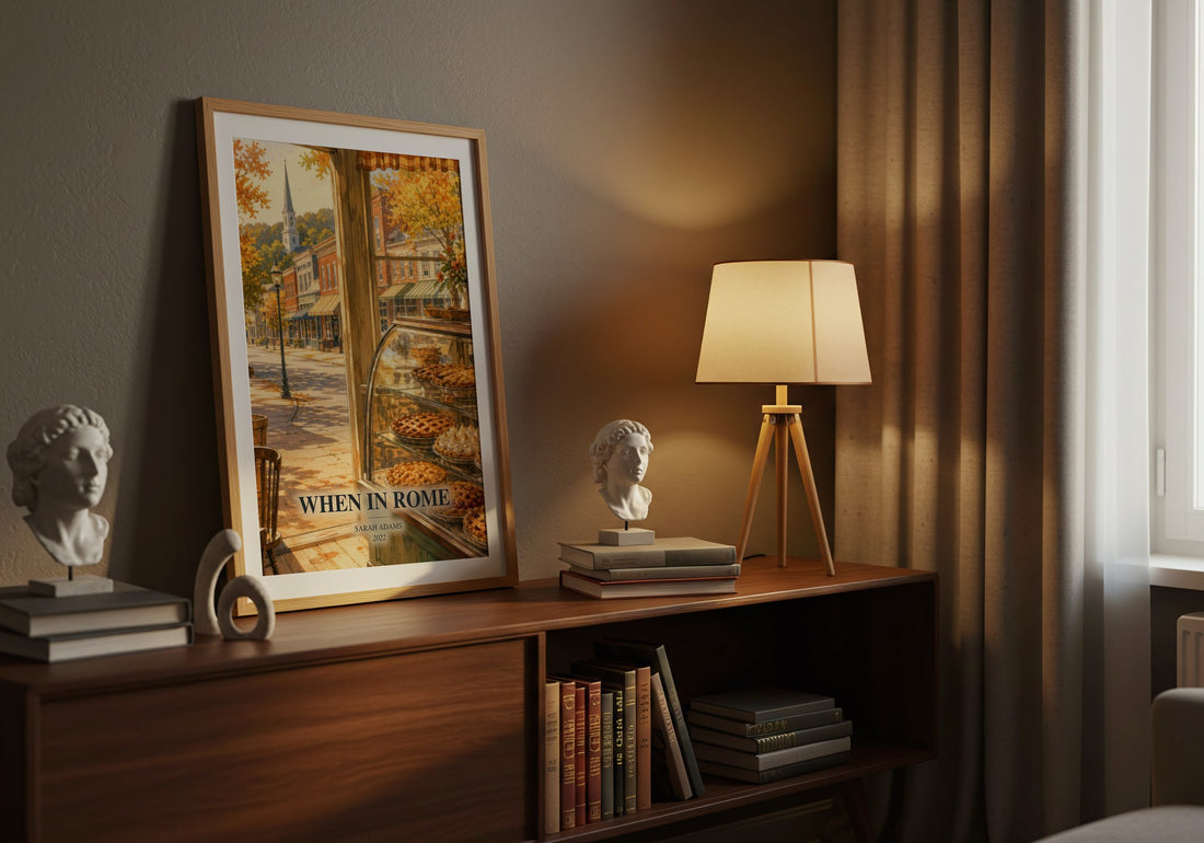 When in Rome watercolour print on bookshelf – Sarah Adams fan gift