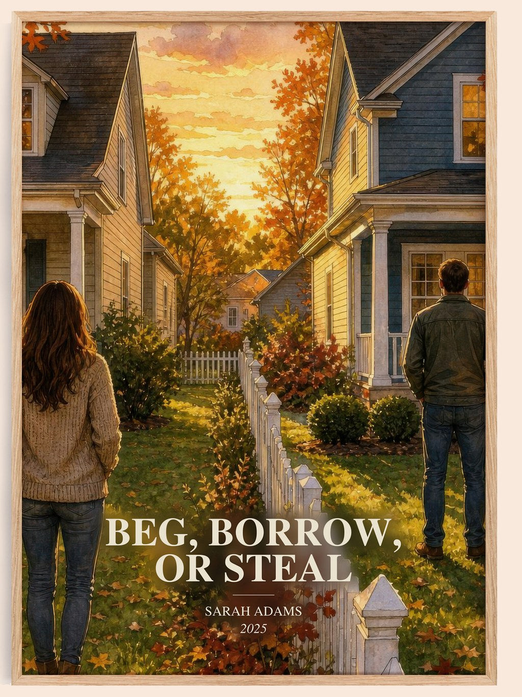 Beg, Borrow, or Steal watercolour book poster by Sarah Adams – framed literary art print