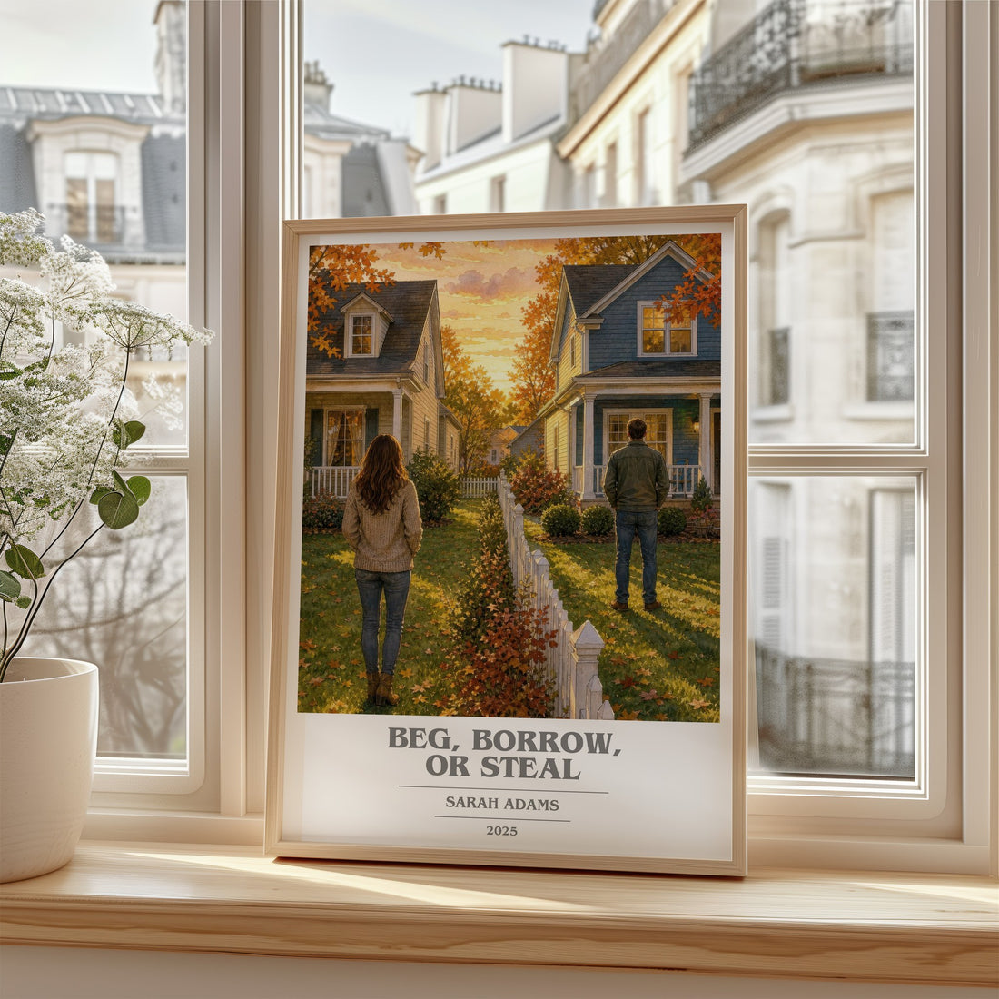 Beg, Borrow, or Steal book cover poster colour and style options – Sarah Adams book art