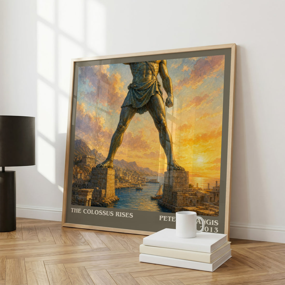 The colossus rises literary print framed by window – literary home decor