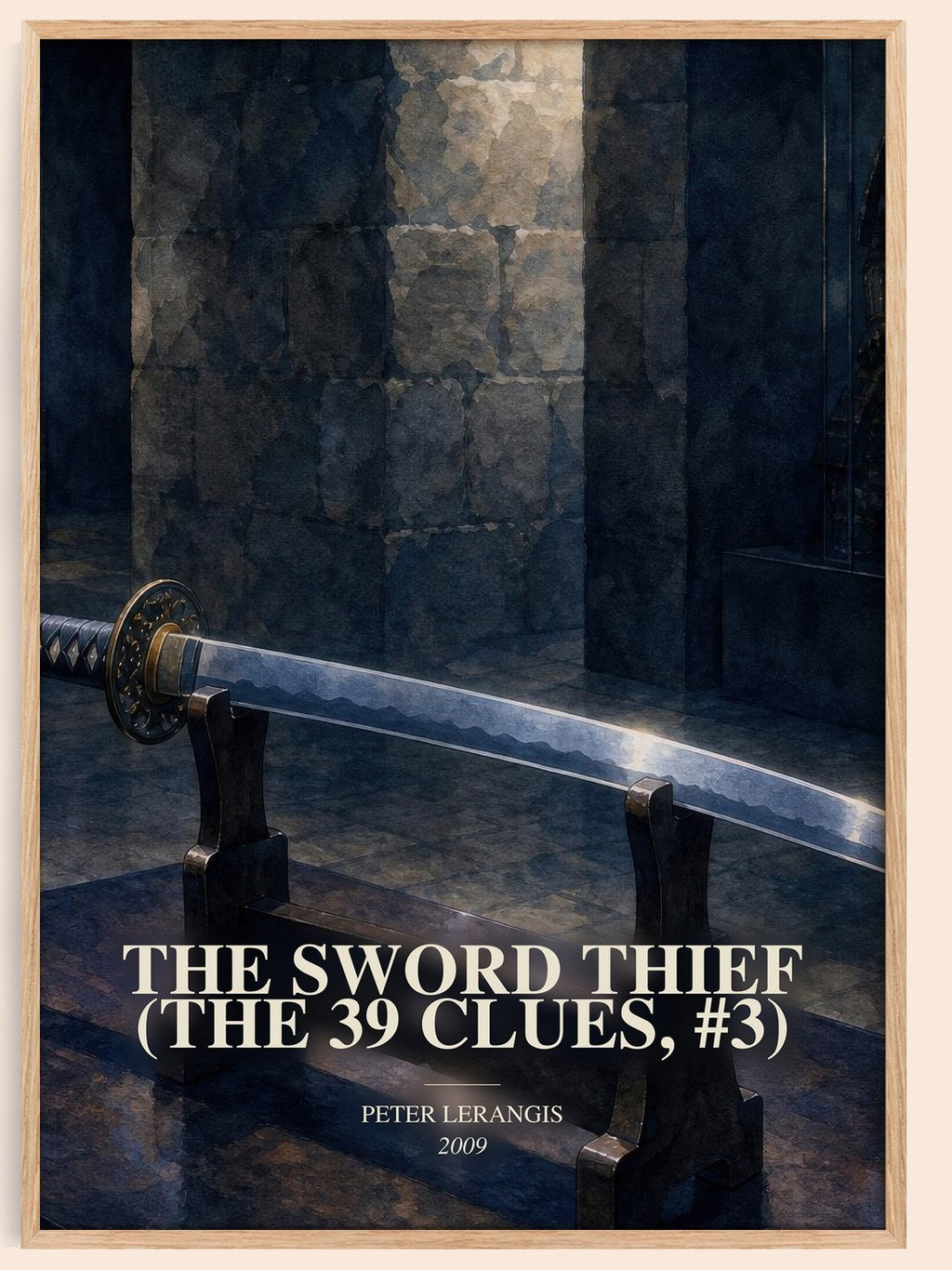 The Sword Thief (The 39 Clues, #3) watercolour book poster by Peter Lerangis – framed literary art print