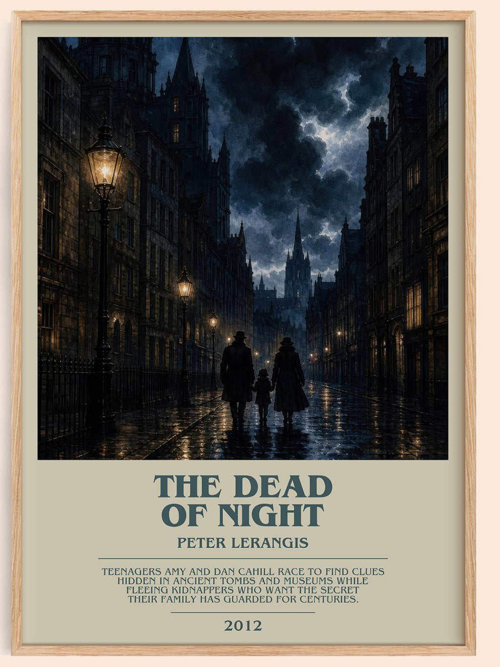 The Dead of Night bookish book poster by Peter Lerangis – framed literary art print