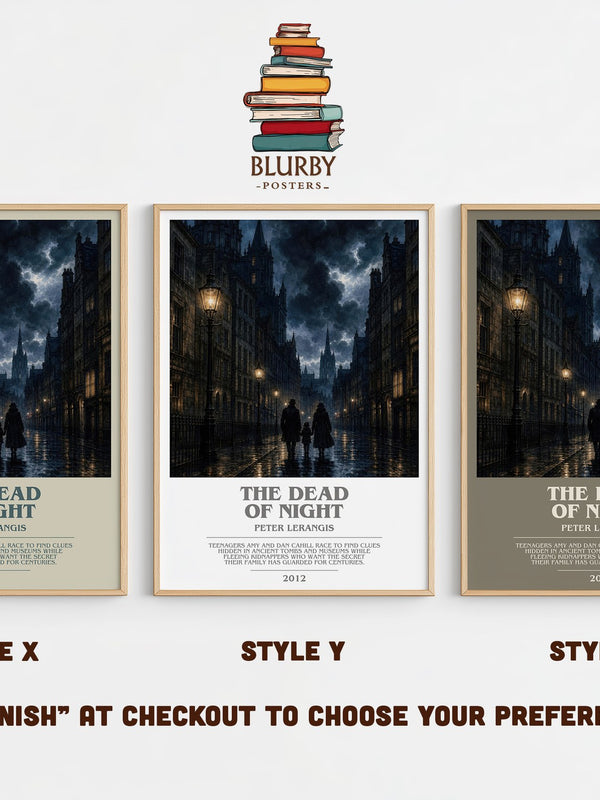 The Dead of Night bookish print in frame leaning in hallway – dystopian wall art