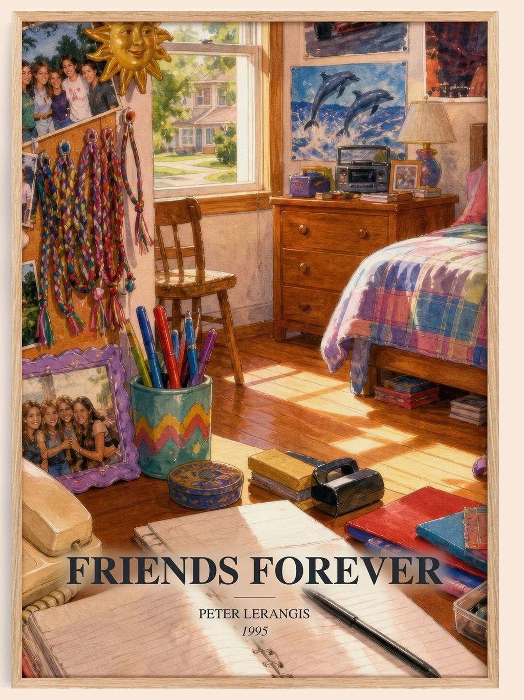 Friends Forever watercolour book poster by Peter Lerangis – framed literary art print