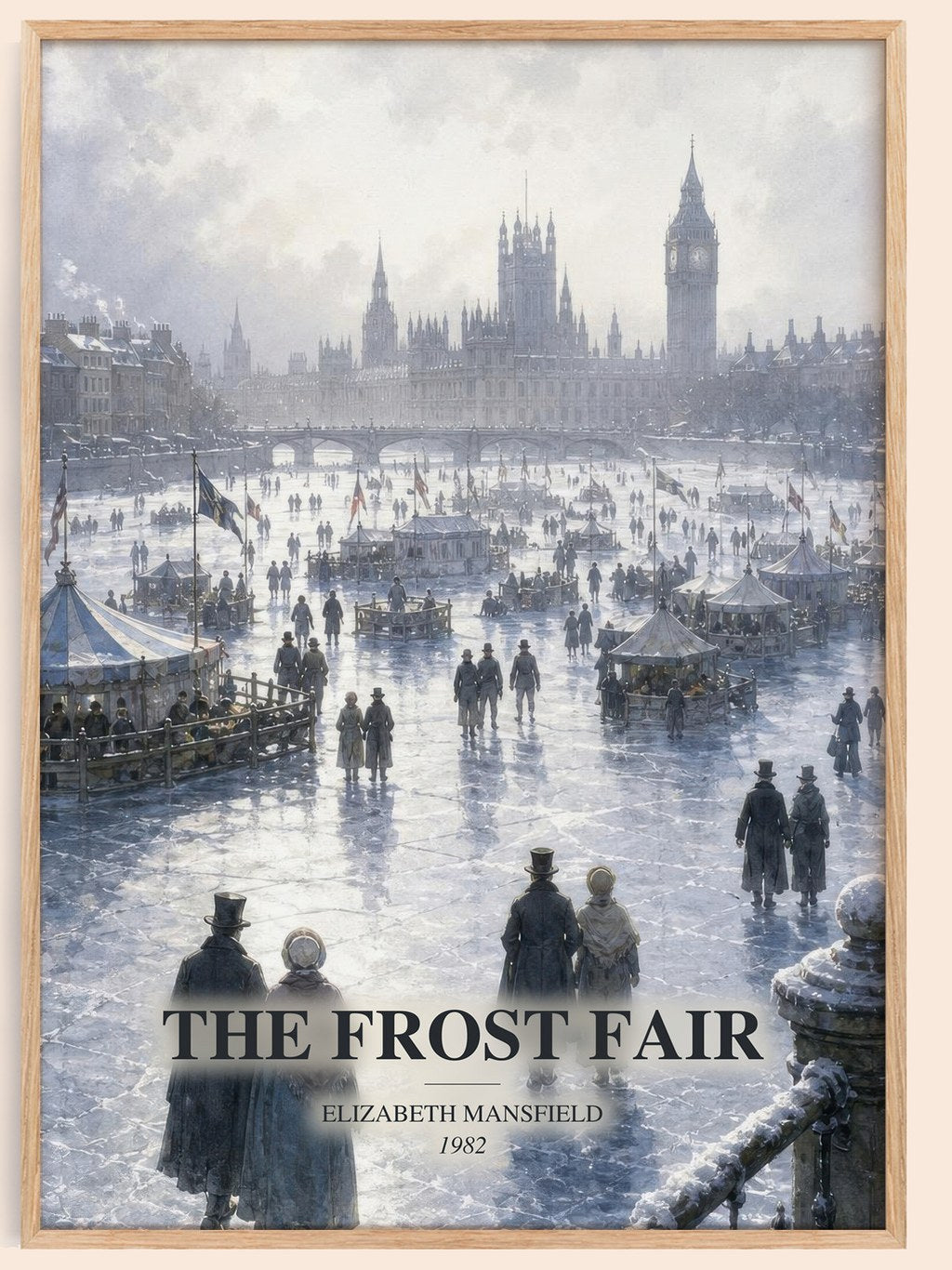 The Frost Fair watercolour book poster by Elizabeth Mansfield – framed literary art print
