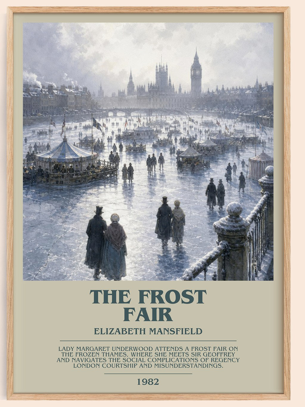 The Frost Fair bookish book poster by Elizabeth Mansfield – framed literary art print