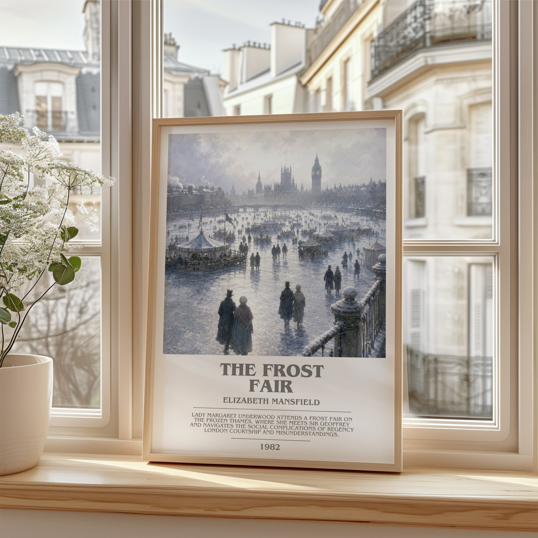 The Frost Fair bookish poster colour and style options – Elizabeth Mansfield book art