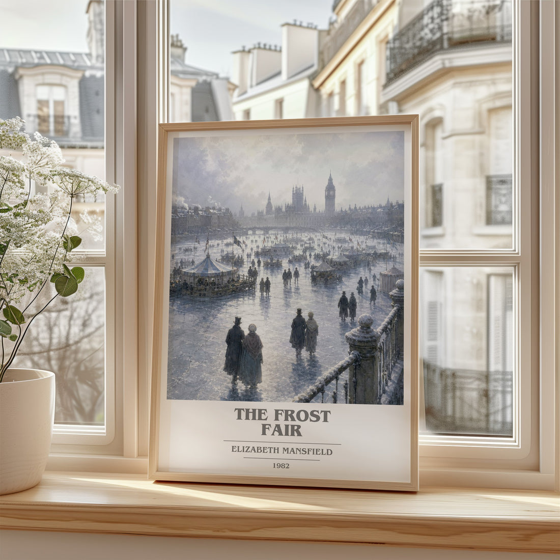 The Frost Fair book cover poster colour and style options – Elizabeth Mansfield book art