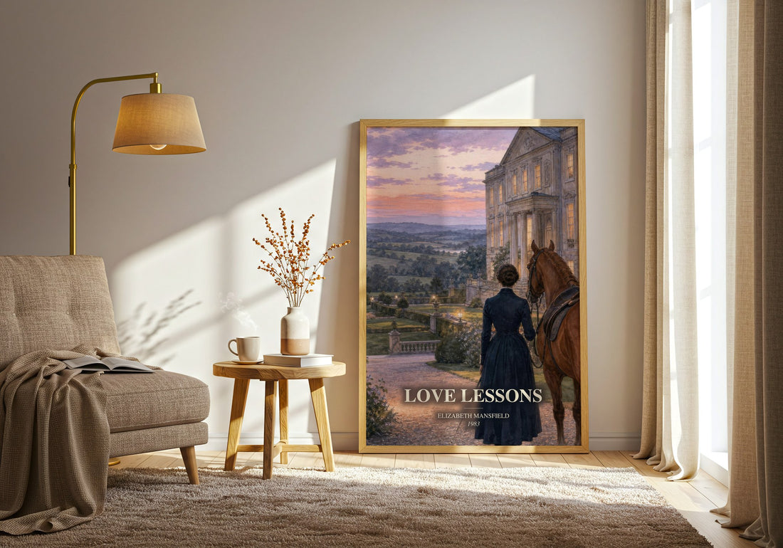 Love Lessons watercolour print in frame leaning in hallway – romance wall art