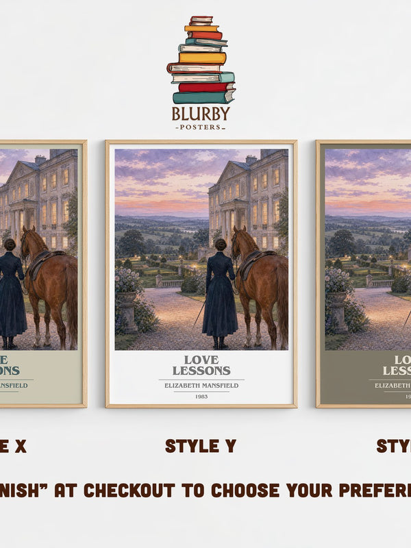 Love Lessons book cover print in frame leaning in hallway – romance wall art