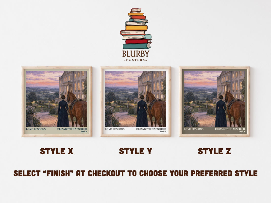 Love Lessons literary print in frame leaning in hallway – romance wall art (mockup)