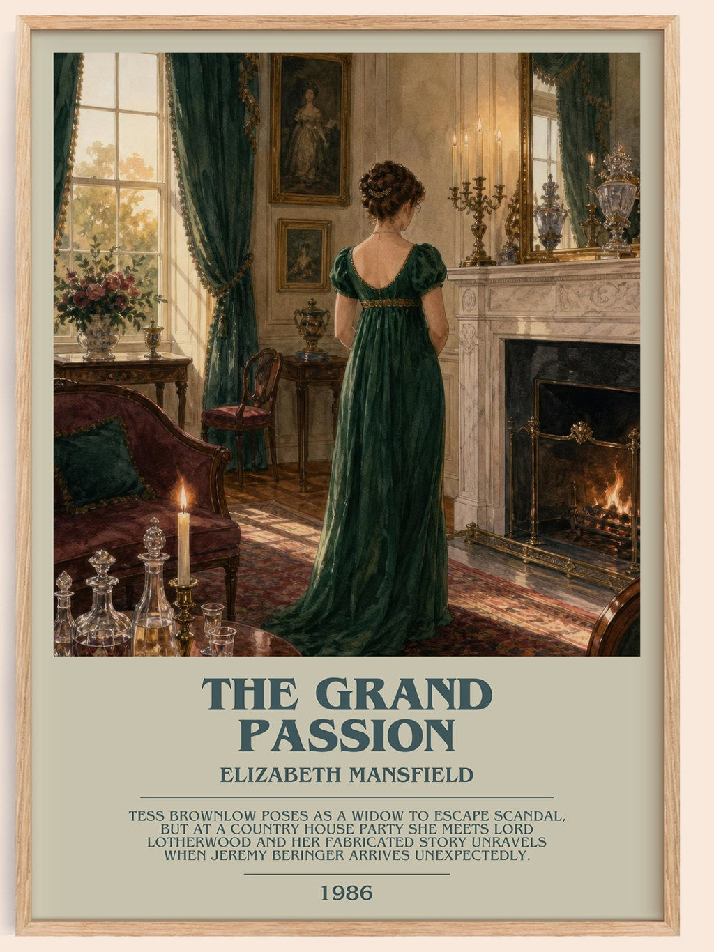 The Grand Passion bookish book poster by Elizabeth Mansfield – framed literary art print