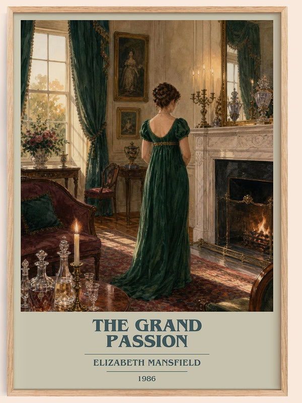 The Grand Passion book cover book poster by Elizabeth Mansfield – framed literary art print