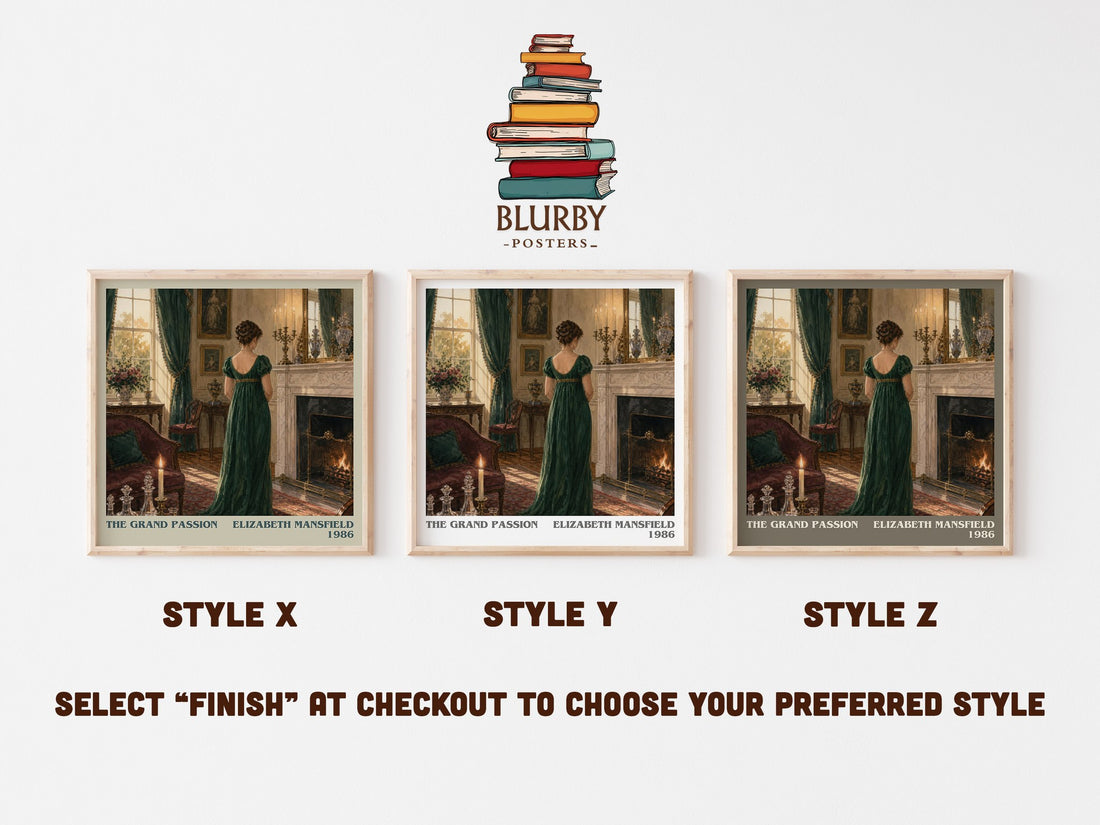 The Grand Passion literary print in frame leaning in hallway – romance wall art (mockup)
