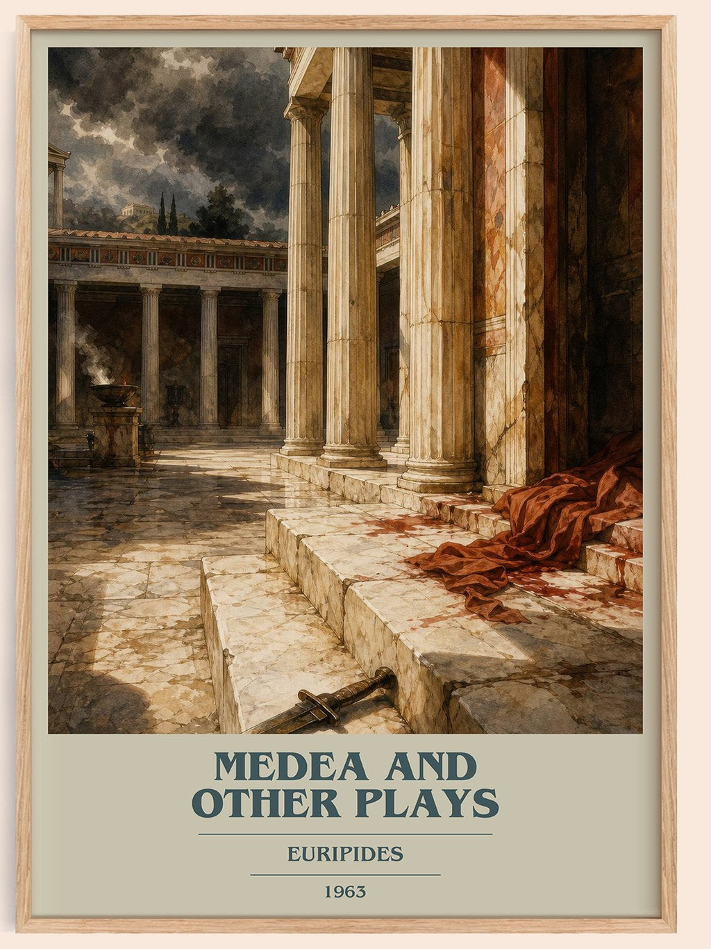 Medea and other plays book cover book poster by Euripides – framed literary art print