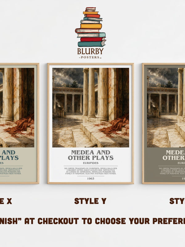Medea and other plays bookish print in frame leaning in hallway – classic literature wall art
