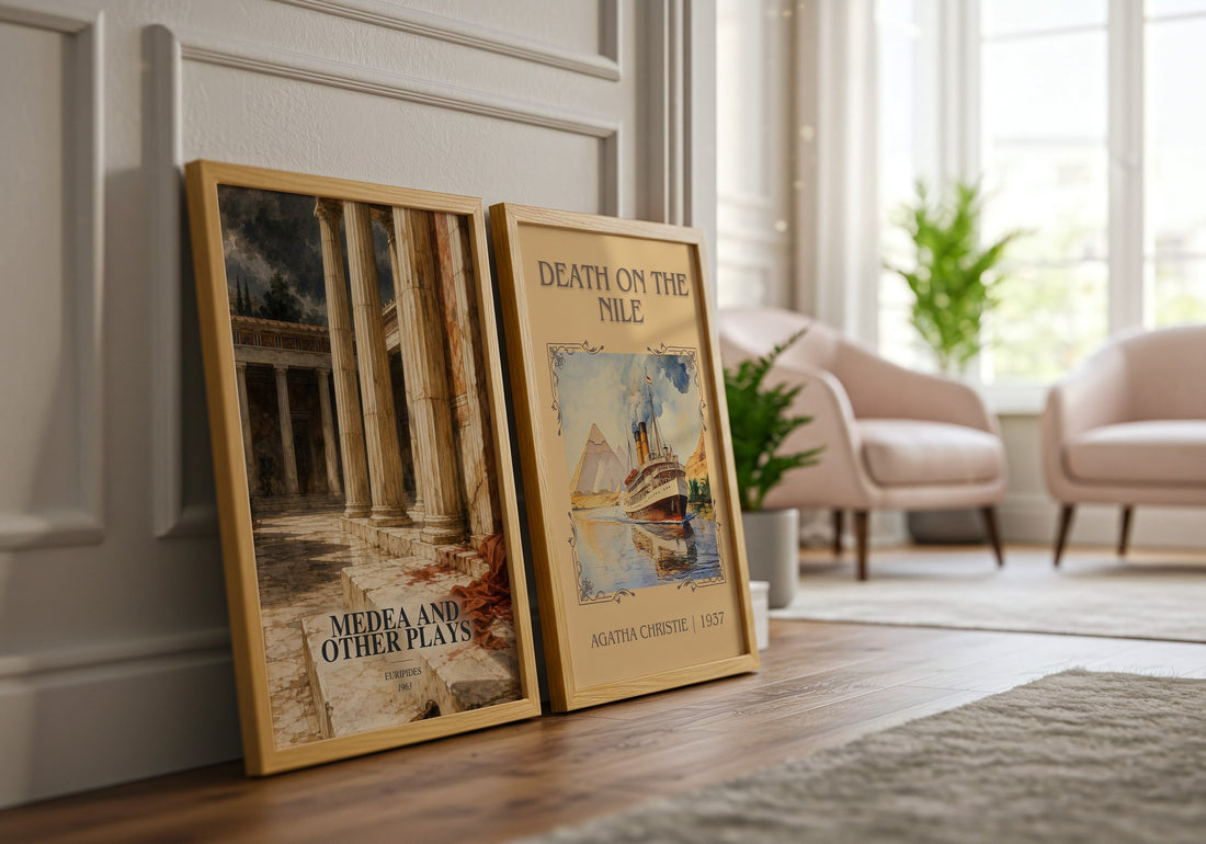 Medea and other plays watercolour print framed by window – literary home decor