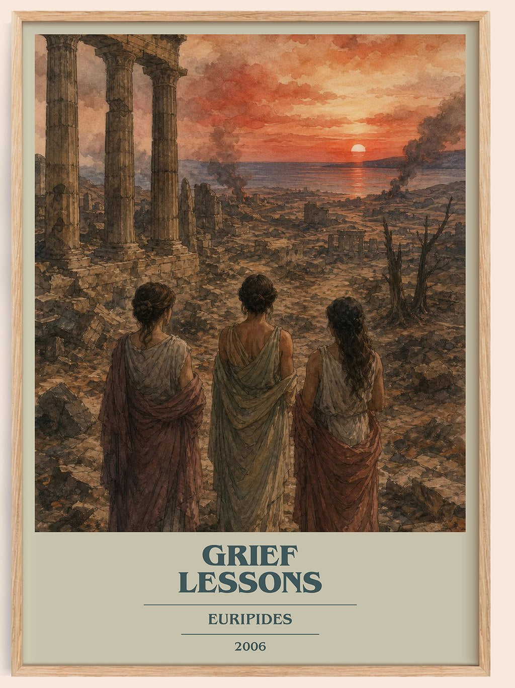 Grief Lessons book cover book poster by Euripides – framed literary art print