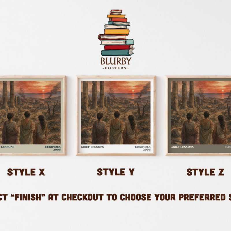 Grief Lessons literary print in frame leaning in hallway – classic literature wall art