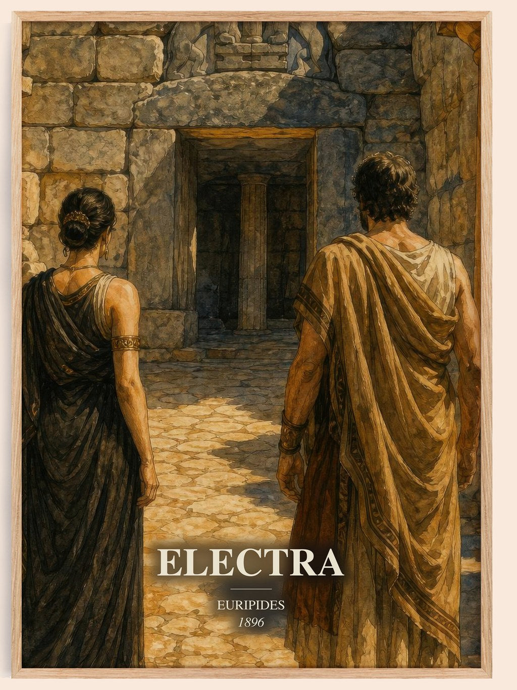 Electra watercolour book poster by Euripides – framed literary art print